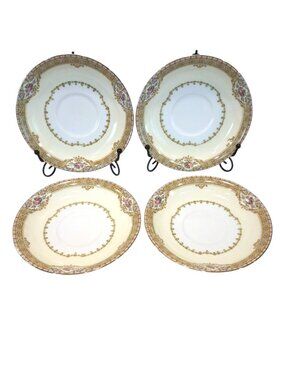 ONE Vintage Royal Embassy Akron Saucer Porcelain Gold Trim Floral China 30s EUC